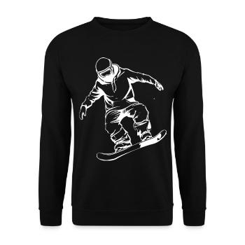 Snowboarder Zeichnung - Unisex Pullover - Schwarz - Vorne - Alina (178cm) & Michal (187cm)