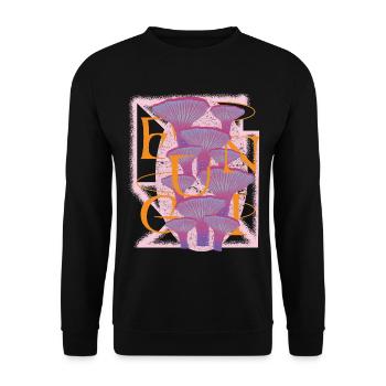 Psychedelic Fungi Bloom - Unisex Pullover - Schwarz - Vorne - Alina (178cm) & Michal (187cm)