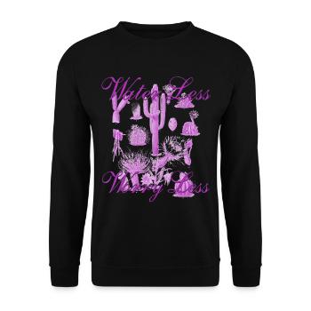 Water Less Worry Less - Cactus Design - Unisex Sweatshirt - black - Front - Alina (178cm) & Michal (187cm)
