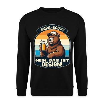 Papa-Body? Das ist Design – Bärenstarkes Shirt - Unisex Pullover - Schwarz - Vorne - Alina (178cm) & Michal (187cm)