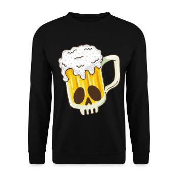 Totenkopf und Bier - Unisex Pullover - Schwarz - Vorne - Alina (178cm) & Michal (187cm)