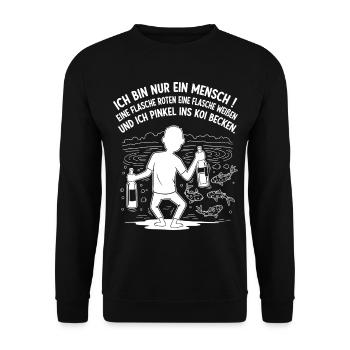 Ich Pinkel ins Koi Becken - Unisex Pullover - Schwarz - Vorne - Alina (178cm) & Michal (187cm)