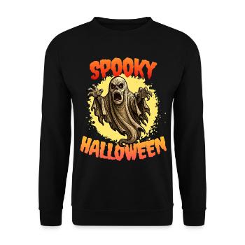 Halloween Geist gruselig Gespenst Grusel Monster - Unisex Pullover - Schwarz - Vorne - Alina (178cm) & Michal (187cm)