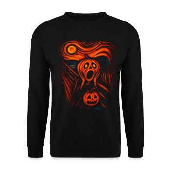 Halloween Pumpkin Scream – Spooky Art Design - Unisex Sweatshirt - black - Front - Alina (178cm) & Michal (187cm)