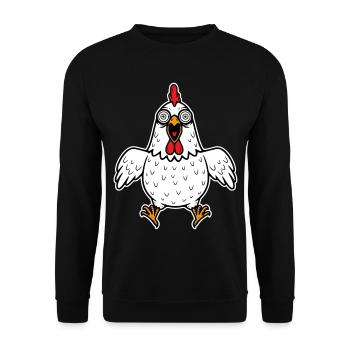 Huhn verrückt Hühner Geflügel Hahn Gockel Henne - Unisex Pullover - Schwarz - Vorne - Alina (178cm) & Michal (187cm)