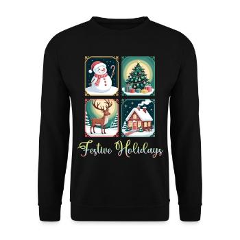 4 panneaux Fêtes de Noël - Sweat-shirt Unisexe - noir - Devant - Alina (178cm) & Michal (187cm)