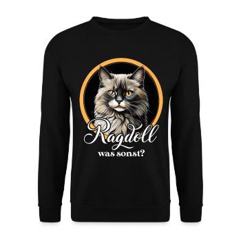 Ragdoll Katzenportrait Kreis - Unisex Pullover - Schwarz - Vorne - Alina (178cm) & Michal (187cm)