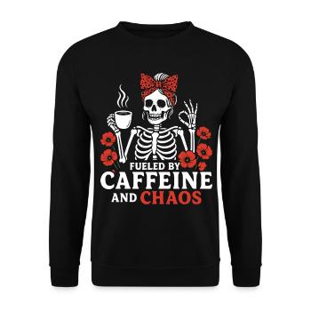Mother Caffeine Mom Skeleton Coffee - Unisex Sweatshirt - black - Front - Alina (178cm) & Michal (187cm)