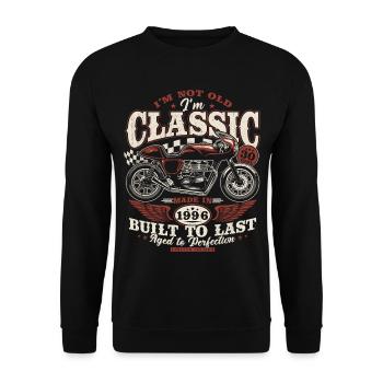 1996 Vintage 30th Birthday Motorcycle Gift - Unisex Sweatshirt - black - Front - Alina (178cm) & Michal (187cm)