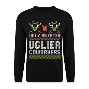 Ugly Sweater Christmas Party Office Colleagues Funny - Unisex Sweatshirt - black - Front - Alina (178cm) & Michal (187cm)