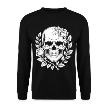 Skull with Flower Wreath - Unisex Sweatshirt - black - Front - Alina (178cm) & Michal (187cm)