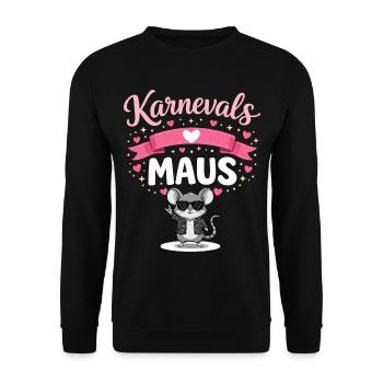 Karnevalsmaus Köln Damen Pink Alaaf Fasching - Unisex Pullover - Schwarz - Vorne - Alina (178cm) & Michal (187cm)