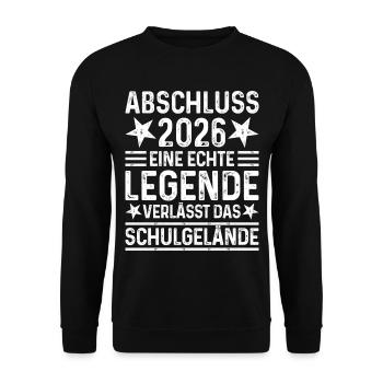 Abschluss 2026 Legende verlässt das Schulgelände - Unisex Pullover - Schwarz - Vorne - Alina (178cm) & Michal (187cm)