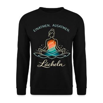Inspire, expire, sourire - Cadeau de yoga - Sweat-shirt Unisexe - noir - Devant - Alina (178cm) & Michal (187cm)