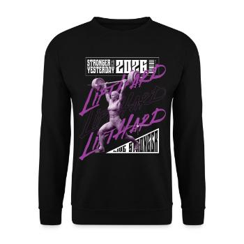 Gewichtheberfrau, lila-rosa Lichtversion - Unisex Pullover - Schwarz - Vorne - Alina (178cm) & Michal (187cm)