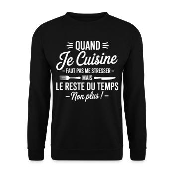 tablier de cuisine humoristique - Sweat-shirt Unisexe - noir - Devant - Alina (178cm) & Michal (187cm)