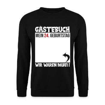 Gästebuch 24. Geburtstag - Unisex Pullover - Schwarz - Vorne - Alina (178cm) & Michal (187cm)