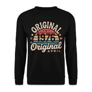 Avril 1976 Vintage Rétro Cadeau Anniversaire Avril - Sweat-shirt Unisexe - noir - Devant - Alina (178cm) & Michal (187cm)