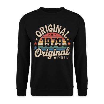 Avril 1979 Vintage Rétro Cadeau Anniversaire Avril - Sweat-shirt Unisexe - noir - Devant - Alina (178cm) & Michal (187cm)