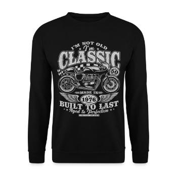50e anniversaire cadeau de moto vintage de 50 ans - Sweat-shirt Unisexe - noir - Devant - Alina (178cm) & Michal (187cm)