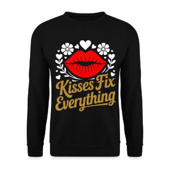 Kisses heal everything - Unisex Sweatshirt - black - Front - Alina (178cm) & Michal (187cm)