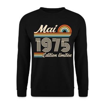 Cadeau Anniversaire 51 ans - Né mai 1975 - Sweat-shirt Unisexe - noir - Devant - Alina (178cm) & Michal (187cm)