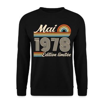 Cadeau Anniversaire 48 ans - Né mai 1978 - Sweat-shirt Unisexe - noir - Devant - Alina (178cm) & Michal (187cm)