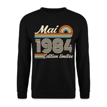 Cadeau Anniversaire 42 ans - Né mai 1984 - Sweat-shirt Unisexe - noir - Devant - Alina (178cm) & Michal (187cm)