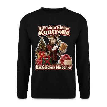 Das Geschenk bleibt hier - Unisex Pullover - Schwarz - Vorne - Alina (178cm) & Michal (187cm)