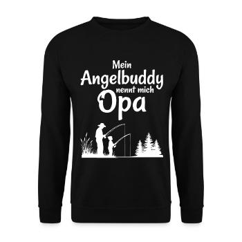 Angeln mit Opa - Unisex Pullover - Schwarz - Vorne - Alina (178cm) & Michal (187cm)