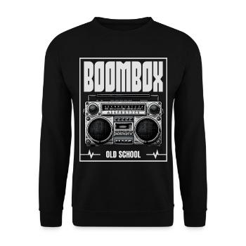 Boombox Old School – Retro Radio - Unisex Sweatshirt - black - Front - Alina (178cm) & Michal (187cm)