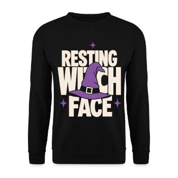 Resting Witch Face Hexenhut - Unisex Pullover - Schwarz - Vorne - Alina (178cm) & Michal (187cm)