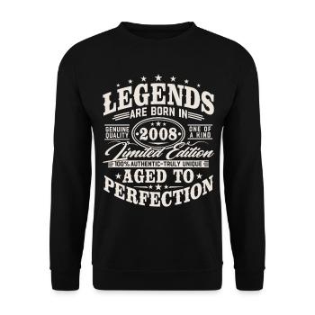 2008 Jahrgang geboren Legenden Vintage Geburtstag - Unisex Pullover - Schwarz - Vorne - Alina (178cm) & Michal (187cm)