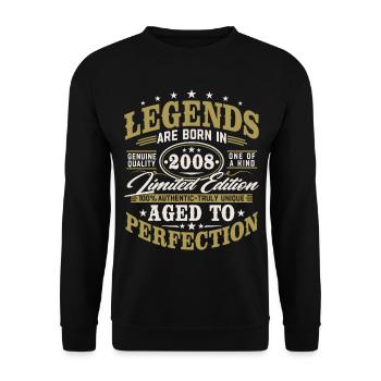2008 Jahrgang Vintage Geburtstag Geschenk Retro - Unisex Pullover - Schwarz - Vorne - Alina (178cm) & Michal (187cm)