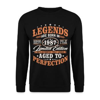 1987 Jahrgang Vintage Geburtstag Geschenk Retro - Unisex Pullover - Schwarz - Vorne - Alina (178cm) & Michal (187cm)