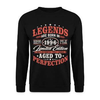 1996 Jahrgang Vintage Geburtstag Geschenk Retro - Unisex Pullover - Schwarz - Vorne - Alina (178cm) & Michal (187cm)