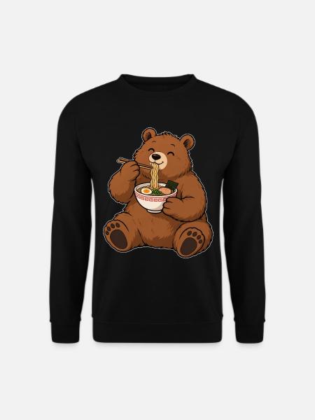 Bär liebt Ramen – Nudeln & Genuss - Unisex Pullover - Schwarz