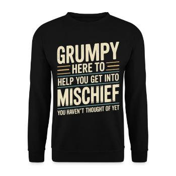 Grumpy hier, um dir zu helfen, in Unfug einzusteigen - Unisex Pullover - Schwarz - Vorne - Alina (178cm) & Michal (187cm)