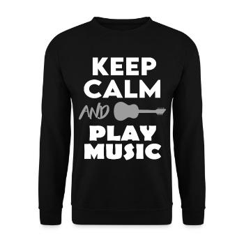 Keep Calm and play Music Sprüche Headphone Dance - Unisex Pullover - Schwarz - Vorne - Alina (178cm) & Michal (187cm)