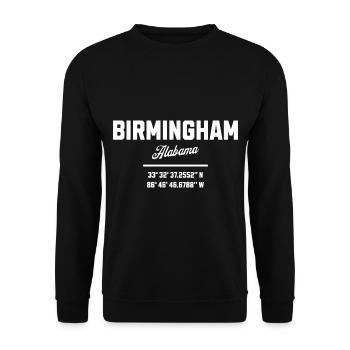Koordinaten Von Birmingham Alabama - Unisex Pullover - Schwarz - Vorne - Alina (178cm) & Michal (187cm)