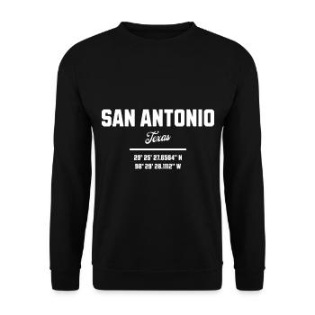 Koordinaten Von San Antonio Texas - Unisex Pullover - Schwarz - Vorne - Alina (178cm) & Michal (187cm)