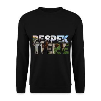 Respekt Tiere Kuh Kühe Rinder Tierschutz Statement - Unisex Pullover - Schwarz - Vorne - Alina (178cm) & Michal (187cm)