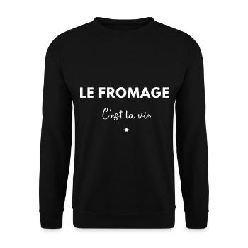 Le fromage c’est la vie - Sweat-shirt Unisexe - noir - Devant - Alina (178cm) & Michal (187cm)
