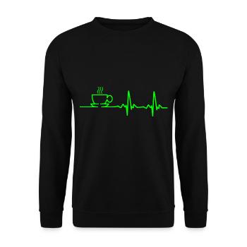 Amoureux du café - Heartbeat - Sweat-shirt Unisexe - noir - Devant - Alina (178cm) & Michal (187cm)
