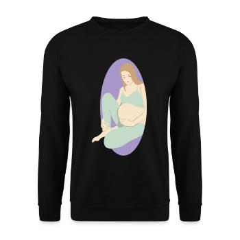 Glücklich Schwanger Babybauch Geburt Baby Geschenk - Unisex Pullover - Schwarz - Vorne - Alina (178cm) & Michal (187cm)