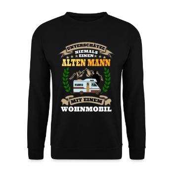 Never underestimate an old man with a camper - Unisex Sweatshirt - black - Front - Alina (178cm) & Michal (187cm)