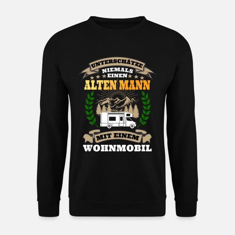 Unterschätze nie einen Alten Mann mit Wohnmobil - Unisex Pullover - Schwarz