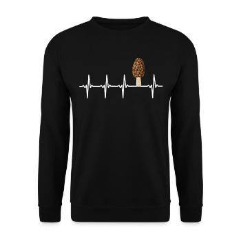 Morels Mushrooms Heartbeat Mushroom Picker Gift - Unisex Sweatshirt - black - Front - Alina (178cm) & Michal (187cm)