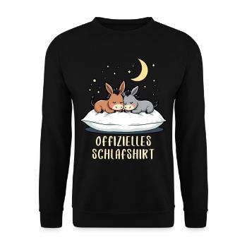 Offizielles Schlafshirt Pärchen Esel - Unisex Pullover - Schwarz - Vorne - Alina (178cm) & Michal (187cm)