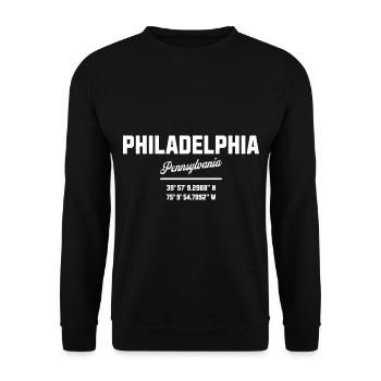 Koordinaten Von Philadelphia Pennsylvania - Unisex Pullover - Schwarz - Vorne - Alina (178cm) & Michal (187cm)